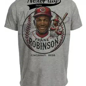 Cincinnati Reds Frank Robinson Exclusive Retro Baseball Artwork Heather Gray Sublimated T-Shirt