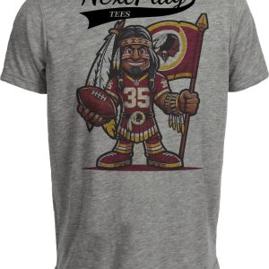 Washington Redskins Exclusive Retro Football Mascot 1985 Artwork Heather Gray Sublimated T-Shirt