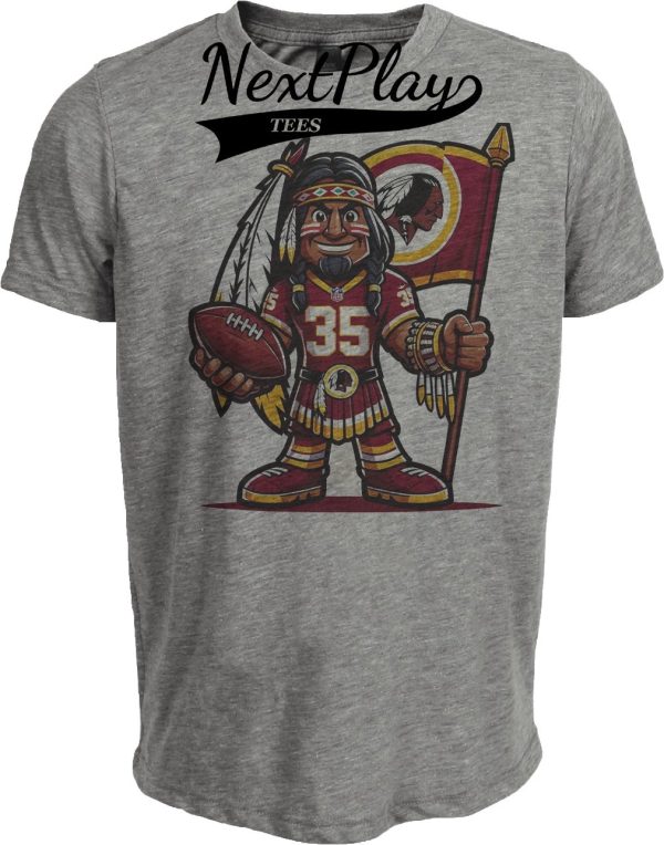 Washington Redskins Exclusive Retro Football Mascot 1985 Artwork Heather Gray Sublimated T-Shirt
