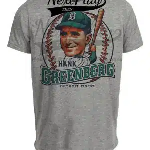 Detroit Tigers Hank Greenberg Exclusive Retro Baseball Artwork Heather Gray Sublimated T-Shirt