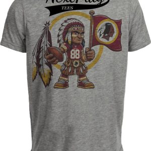 Washington Redskins Exclusive Retro Football Mascot 1988 Artwork Heather Gray Sublimated T-Shirt