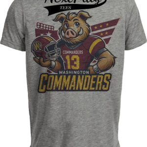 Washington Commanders Exclusive Retro Football Helmet Artwork Heather Gray Sublimated T-Shirt