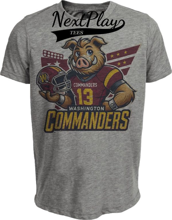 Washington Commanders Exclusive Retro Football Helmet Artwork Heather Gray Sublimated T-Shirt