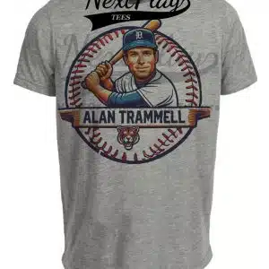 Detroit Tigers Alan Trammell Exclusive Retro Baseball Artwork Heather Gray Sublimated T-Shirt