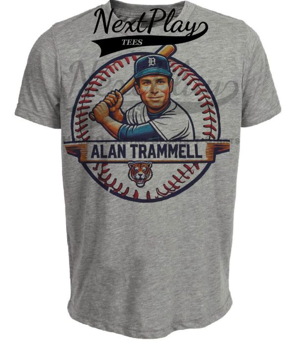 Detroit Tigers Alan Trammell Exclusive Retro Baseball Artwork Heather Gray Sublimated T-Shirt