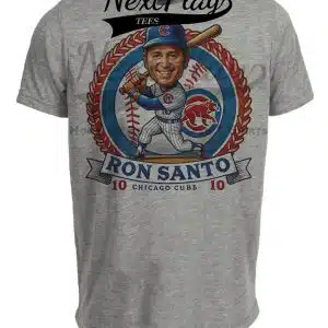 Chicago Cubs Ron Santo Exclusive Retro Baseball Artwork Heather Gray Sublimated T-Shirt
