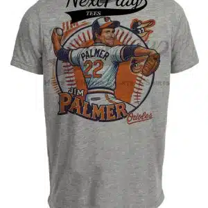 Baltimore Orioles Jim Palmer Exclusive Retro Baseball Artwork Heather Gray Sublimated T-Shirt