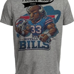 Buffalo Bills Exclusive Retro Football Artwork Heather Gray Sublimated T-Shirt