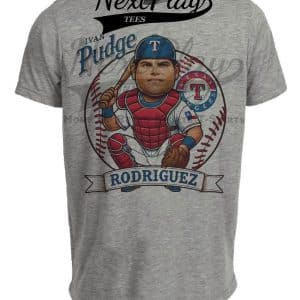 Texas Rangers Ivan Pudge Rodriguez Exclusive Retro Baseball Artwork Heather Gray Sublimated T-Shirt