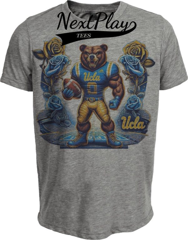 UCLA Bruins Exclusive Retro Roses Football Artwork Heather Gray Sublimated T-Shirt