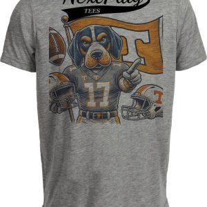 Tennessee Volunteers Exclusive Retro Football Flag Artwork Heather Gray Sublimated T-Shirt