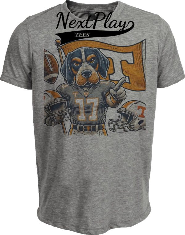 Tennessee Volunteers Exclusive Retro Football Flag Artwork Heather Gray Sublimated T-Shirt