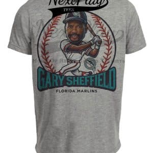 Florida Miami Marlins Gary Sheffield Exclusive Retro Baseball Artwork Heather Gray Sublimated T-Shirt