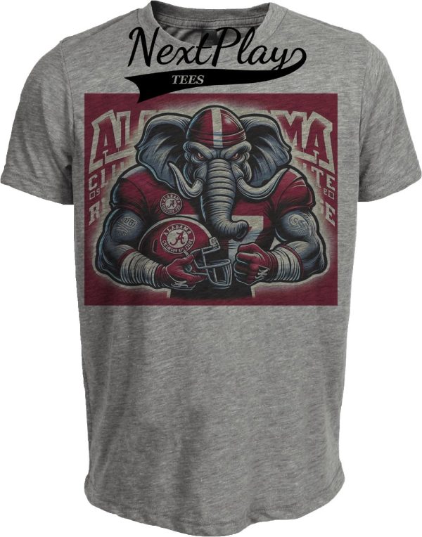 Alabama Crimson Tide Exclusive Intense Retro Football Artwork Heather Gray Sublimated T-Shirt