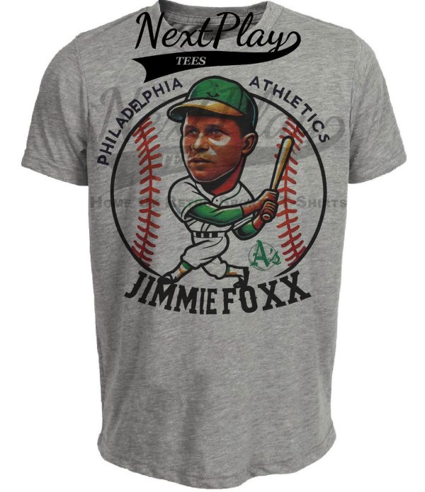 Philadelphia Oakland A’s Athletics Jimmie Foxx Exclusive Retro Baseball Artwork Heather Gray Sublimated T-Shirt