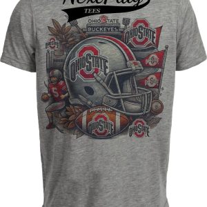 Ohio State Buckeyes Exclusive Retro Football Collage Artwork Heather Gray Sublimated T-Shirt