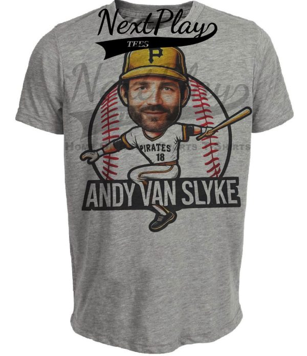 Pittsburgh Pirates Andy Van Slyke Exclusive Retro Baseball Artwork Heather Gray Sublimated T-Shirt