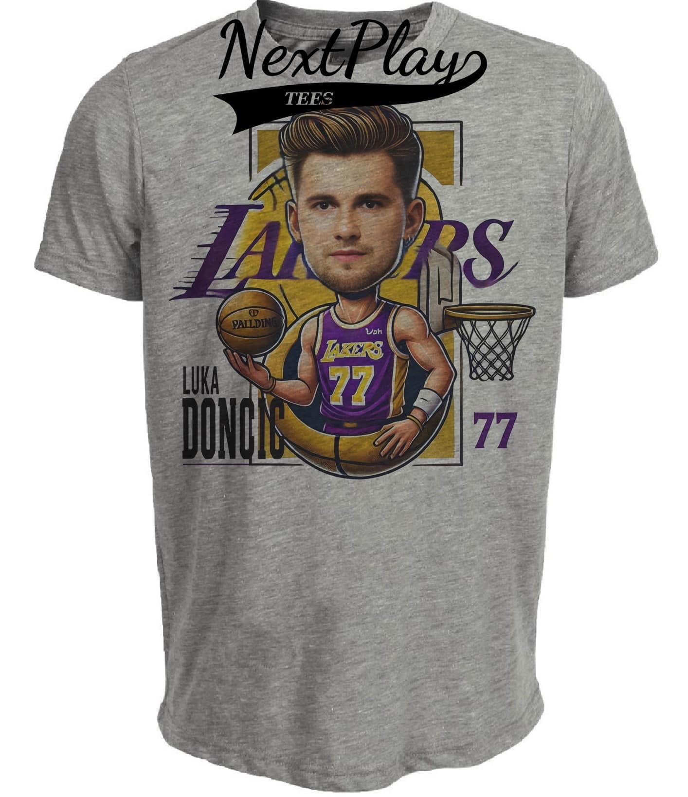 Los Angeles Lakers Luka Doncic The Don Exclusive Retro Basketball Artwork Heather Gray Sublimated T-Shirt