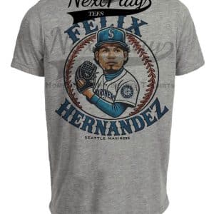 Seattle Mariners Felix Hernandez Exclusive Retro Baseball Artwork Heather Gray Sublimated T-Shirt