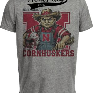 Nebraska Cornhuskers Exclusive Retro Football Helmet Mascot Artwork Heather Gray Sublimated T-Shirt
