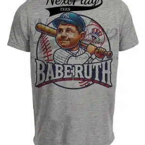 New York Yankees Babe Ruth Exclusive Retro Baseball 1918 Artwork Heather Gray Sublimated T-Shirt