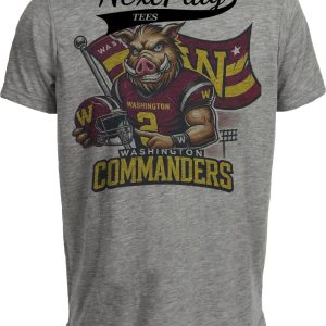 Washington Commanders Exclusive Retro Football Flag Artwork Heather Gray Sublimated T-Shirt