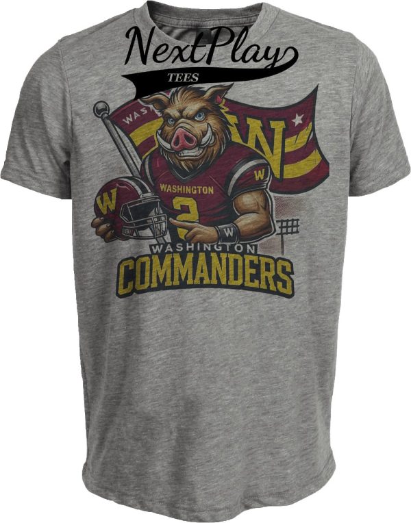 Washington Commanders Exclusive Retro Football Flag Artwork Heather Gray Sublimated T-Shirt