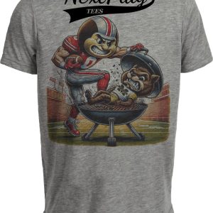 Ohio State Buckeyes vs. Michigan Wolverines Exclusive Retro Rivalries Football Tailgating Artwork Heather Gray Sublimated T-Shirt