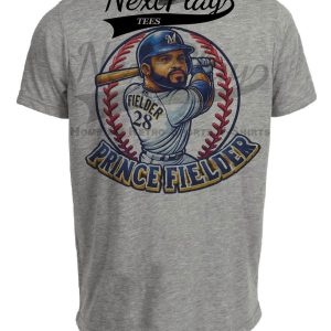 Milwaukee Brewers Prince Fielder Exclusive Retro Baseball Artwork Heather Gray Sublimated T-Shirt