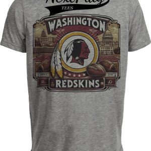 Washington Redskins Exclusive Retro Football 1984 Artwork Heather Gray Sublimated T-Shirt