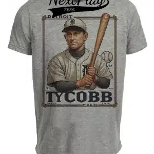 Detroit Tigers Ty Cobb Exclusive Retro Baseball 1902 Artwork Heather Gray Sublimated T-Shirt
