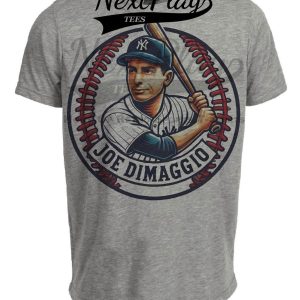 New York Yankees Joe DiMaggio Exclusive Retro Baseball Artwork Heather Gray Sublimated T-Shirt