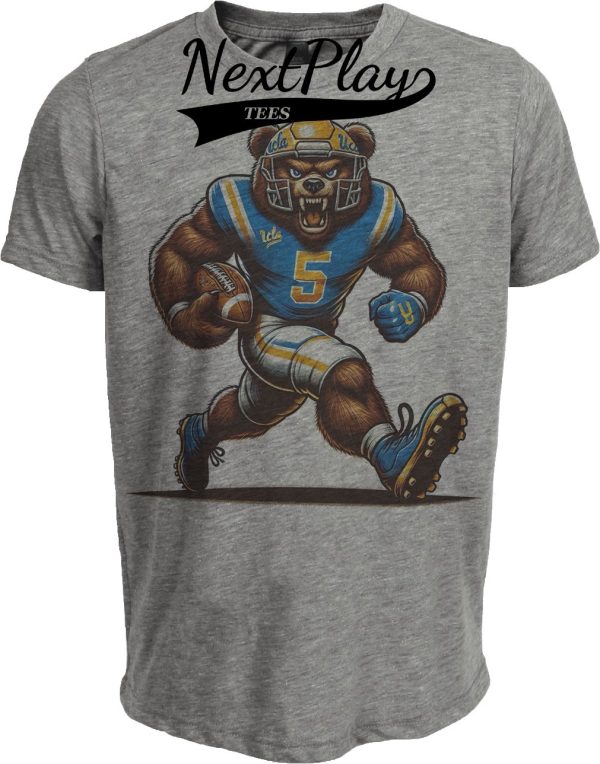 UCLA Bruins Exclusive Retro Joe Mascot Football Artwork Heather Gray Sublimated T-Shirt