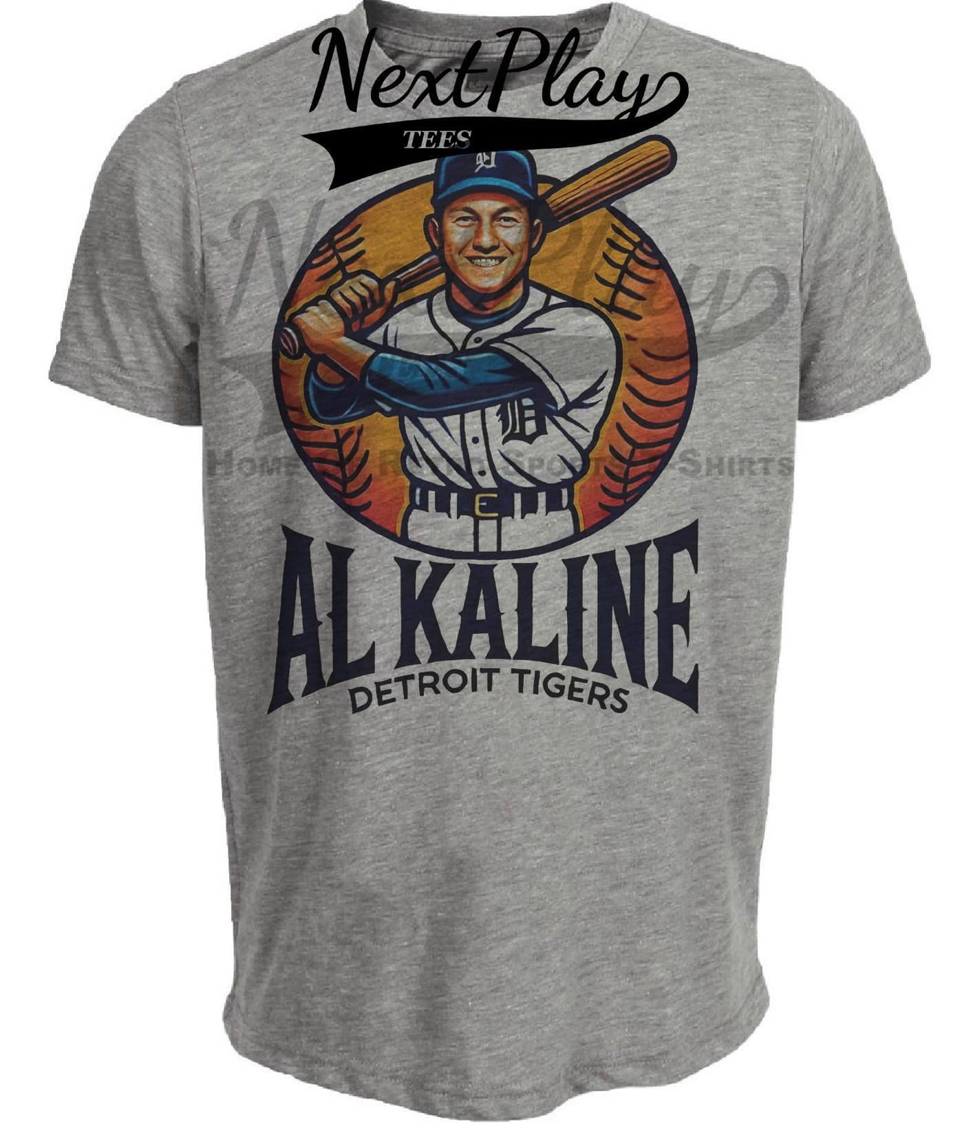 Detroit Tigers Al Kaline Exclusive Retro Baseball Artwork Heather Gray Sublimated T-Shirt