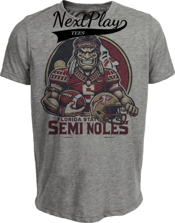 Florida State Seminoles Exclusive Retro Football Helmet Artwork Heather Gray Sublimated T-Shirt