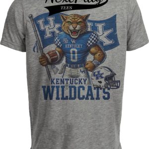 Kentucky Wildcats Exclusive Retro Football Flag Artwork Heather Gray Sublimated T-Shirt