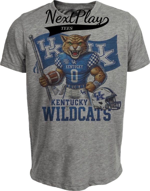 Kentucky Wildcats Exclusive Retro Football Flag Artwork Heather Gray Sublimated T-Shirt