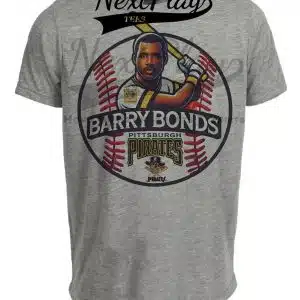 Pittsburgh Pirates Barry Bonds Exclusive Retro Baseball Artwork Heather Gray Sublimated T-Shirt