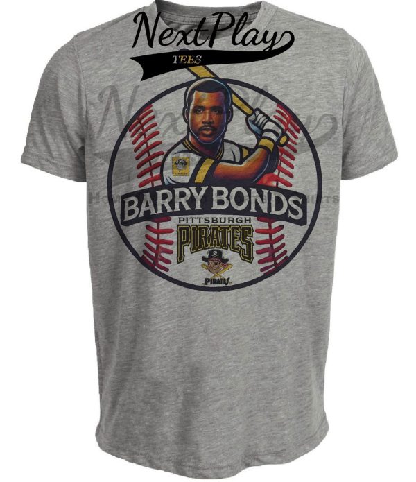 Pittsburgh Pirates Barry Bonds Exclusive Retro Baseball Artwork Heather Gray Sublimated T-Shirt