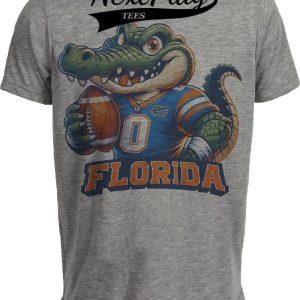 Florida Gators Exclusive Retro Football Mascot Artwork Heather Gray Sublimated T-Shirt