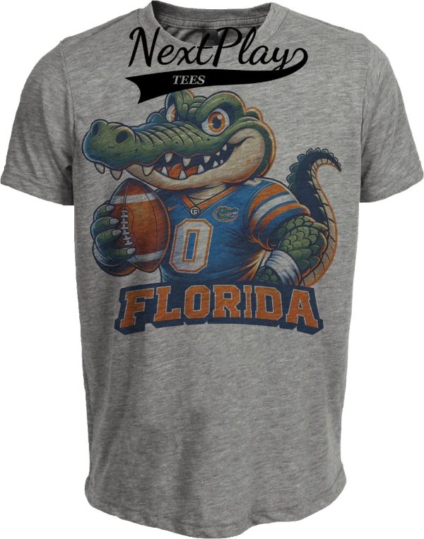Florida Gators Exclusive Retro Football Mascot Artwork Heather Gray Sublimated T-Shirt