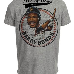 San Francisco Giants Barry Bonds Exclusive Retro Baseball Artwork Heather Gray Sublimated T-Shirt