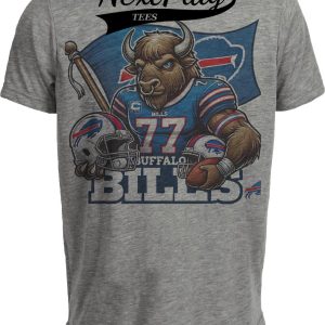 Buffalo Bills Exclusive Retro Football Flag Artwork Heather Gray Sublimated T-Shirt