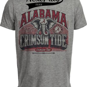 Alabama Crimson Tide Exclusive Retro Team Artwork Heather Gray Sublimated T-Shirt