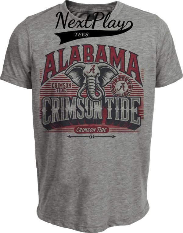 Alabama Crimson Tide Exclusive Retro Team Artwork Heather Gray Sublimated T-Shirt