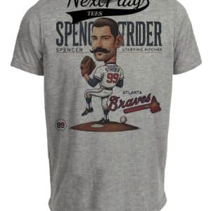 Atlanta Braves Spencer Strider Exclusive Retro Baseball Artwork Heather Gray Sublimated T-Shirt