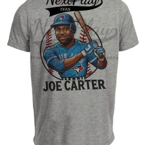 Toronto Blue Jays Joe Carter Exclusive Retro Baseball Artwork Heather Gray Sublimated T-Shirt
