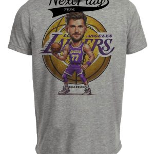 Los Angeles Lakers Luka Doncic Purple Jersey Exclusive Retro Basketball Artwork Heather Gray Sublimated T-Shirt