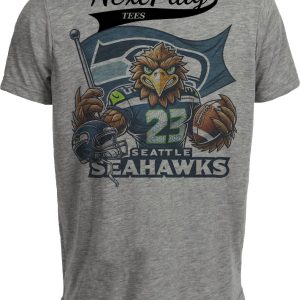 Seattle Seahawks Exclusive Retro Football Flag Artwork Heather Gray Sublimated T-Shirt