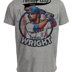 New York Mets David Wright Exclusive Retro Baseball Artwork Heather Gray Sublimated T-Shirt